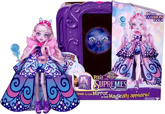Magic Mixies Pixlings Magic Mirror Reveal Doll with Details and 9 Articulation Points, Fashion Doll with New Measure of 26 cm, Reveal with Potions and Spells in the Mirror, Famous (MG100000)