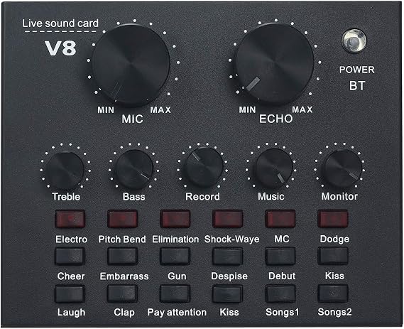 Intelligent Audio Mixer Multifunctional BT Live Sound Card Intelligent Audio Mixer Sound Card for Computers and Mobilephone Live Sound