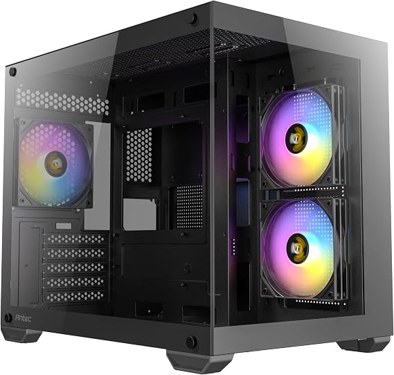Antec CX600M RGB, 270° Panoramik Temperli Cam, 3x120mm RGB Fan Dahil, Çift Kamera Tasarımı, 360mm Radyatör Desteği, LED Kontrol Düğmesi, Mini Kule Micro-ATX Oyun Kasası, Siyah