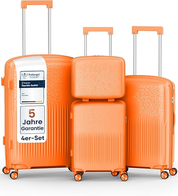 Lightweight Hard Shell Travel Suitcase & Suitcase Set - Trolley Suitcase with TSA Lock 4 Spinner Double Wheels Aluminium Telescopic Handle & Double Zipper Beauty Case Carry-on & Checking