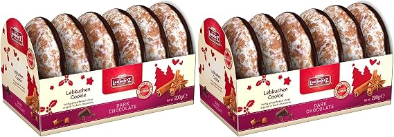 Lambertz Dark Chocolate Lebkuchen Rounds Cookies 200g - PACK OF 2
