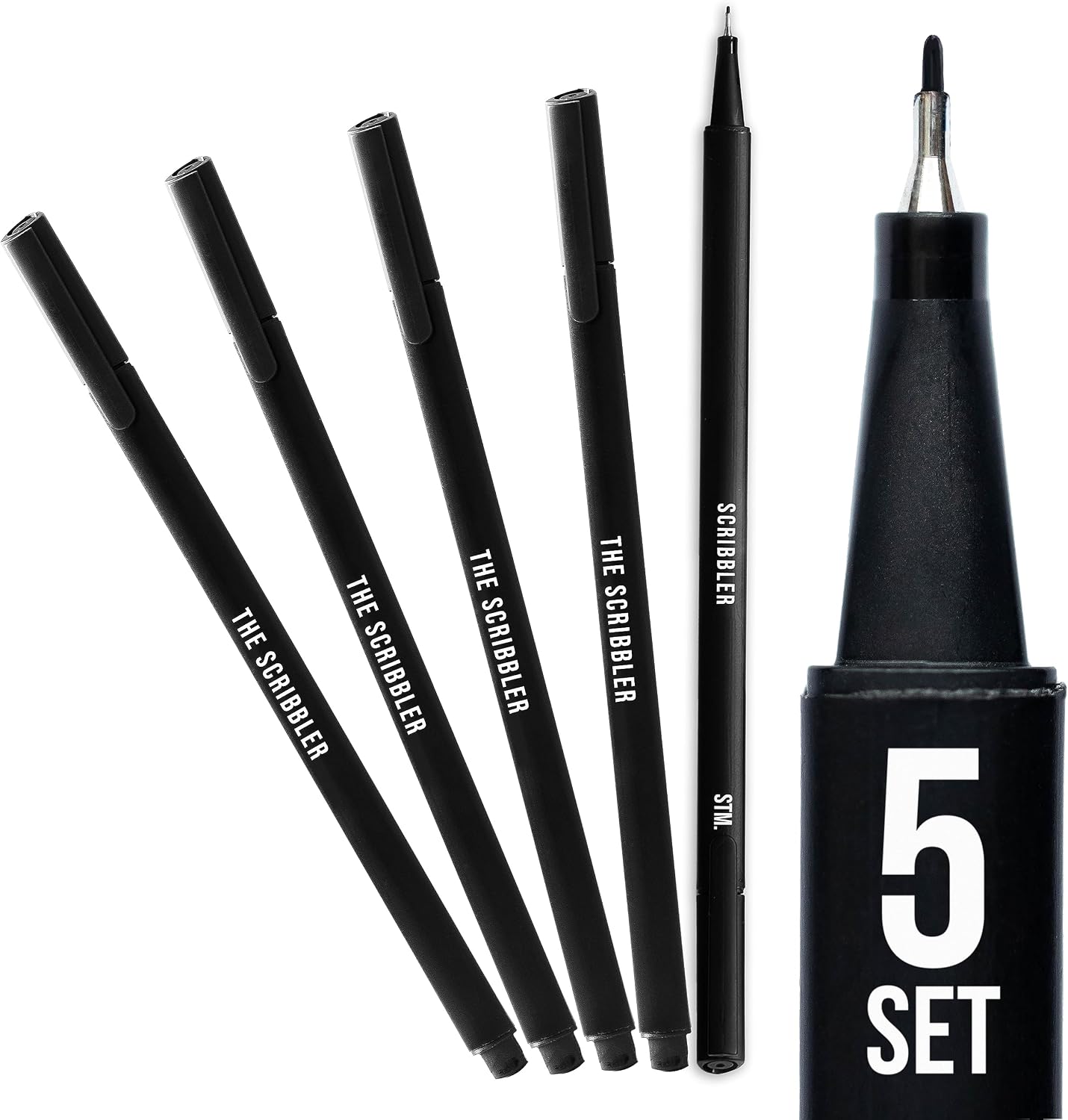 Scribbles That Matter Premium 0.7mm fineliner micron pen set of 5 | Smooth, Precise, Ergonomic Black Ink writing Pens for Journaling, Planning, Sketching