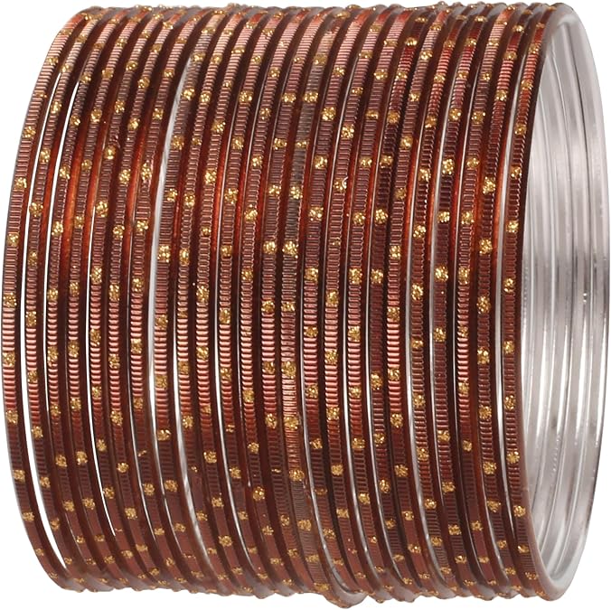 Touchstone New Colorful 2 Dozen Bangle Collection Indian Bollywood Alloy Metal Textured Designer Jewelry Special Large Size Bangle Bracelets Set of 24 in Antique Gold Tone for Women