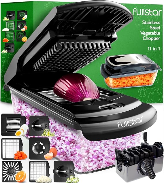 Fullstar Pro Original - Vegetable Chopper, Cutter & Spiralizer - 7 Blades