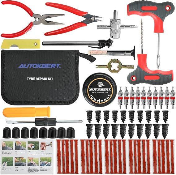 AUTOXBERT Universal Tyre Repair Kit, Heavy Duty Car Tyre Puncture Flat Repair Kit for Car Truck Van SUV Motorcycle (Type 1)