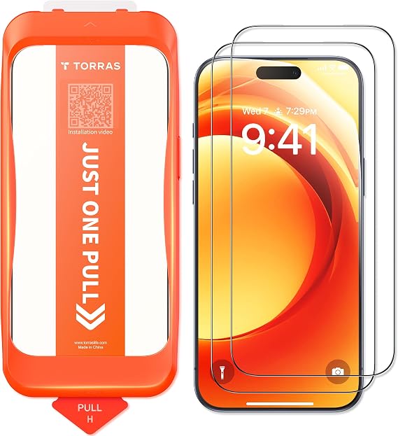 TORRAS for iPhone 17 Screen Protector, UNBREAK TOP 9H Glass, 2 Pack