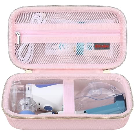 Elonbo Portable Handheld Inhaler Nebulizer Machine Carry Case for Adults and Kids, Asthma Inhaler Travel Case, Handheld Mesh Atomizer Machine Holder, Inhaler Spacer Bag, Star Pink