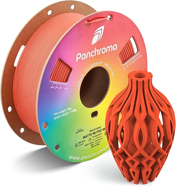 Polymaker Panchroma mat PLA filament, sessiz kırmızı, 1 kg, 1 kg, eski adıyla mat Polyterra, çoğu FDM 3D yazıcı ile uyumlu, 1 kg makara