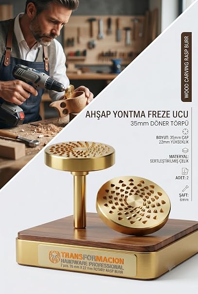 Ahşap Oyma Şekillendirme Freze Ucu 35mm - Matkap Ucu Döner Törpü Aşındırma Diski 723285