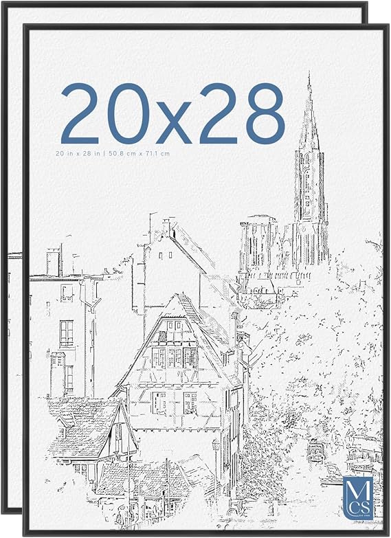 MCS Original Poster Frame 51x71 cm (20x28 in) Black Lightweight Vertical & Horizontal Wall Hanging Large Picture Frame for Posters, Art Prints & Gallery Wall (2-Pack)