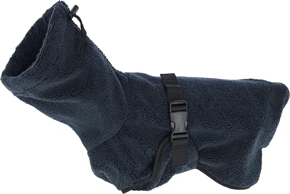 Kerbl Pet Bathrobe for Dogs, Dog Outfit, Blue, L, Back Length 60 cm