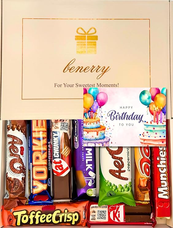 Benerry Chocolate Gift Box Hamper - 9 Treats Birthday Gift - Assorted Sweet Box of Chocolates
