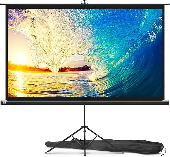 PropVue Projector Screen with Stand 84 inch - 16:9 HD Premium Wrinkle-Free Tripod Screen for Projector with Carry Bag and Tight Straps