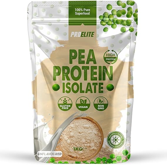 Pea Protein Isolate Powder 1kg Vegan 100% Plant Protein Gluten-Free, Vegetarian Protein Powder Shake for Superfood Super Greens Dairy Free Shakes by PROELITE (1KG, Unflavoured)