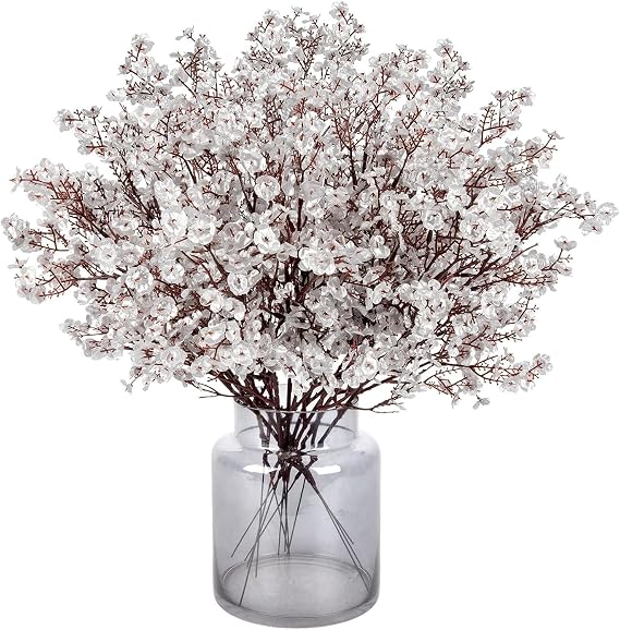 N&T NIETING Gypsophila Artificial Flowers, 12Pcs Baby Breath Artificial Flowers Real Touch Fake Flower for DIY Wedding Bouquet Party Table Centerpieces Flower Arrangements and Home Decor(Silver)