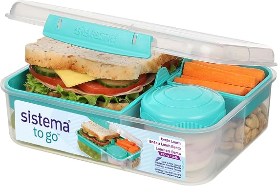 Sistema TO GO Bento Lunch Box | Yogurt or Fruit Container | 1.65L | BPA Free | Teal