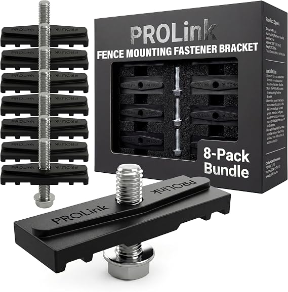 ProLink チェーンリンクフェンス用サインブラケット 8個パック - チェーンリンクサインフェンスマウント | ステンレススチールボルト付きフェンスサインファスナーブラケット | 簡単取り付け ビジネス、庭、イベントに最適