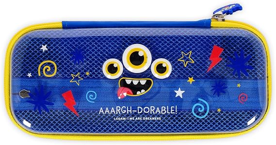 Legami - Wonderwow Pencil Case, Monster Theme, 2 Compartments and Inner Pencil Holder, Interior Compartment with Mesh Fabric, Zipper Closure, 23 x 11 x 5 cm