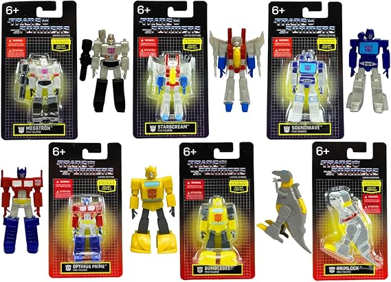 Transformers Limited Edition 6.5cm Collectible Miniature Action Figure Toys - (Set of All 6 - Megatron, Starscream, Soundwave, Optimus Prime, Bumblebee, Grimlock)