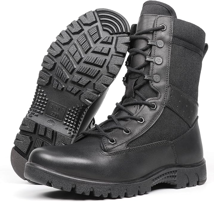 Men’s Military Tactical Boots Non-Slip Comfortable Duty Combat Hiking Security Army Police Boots for Work & Casual