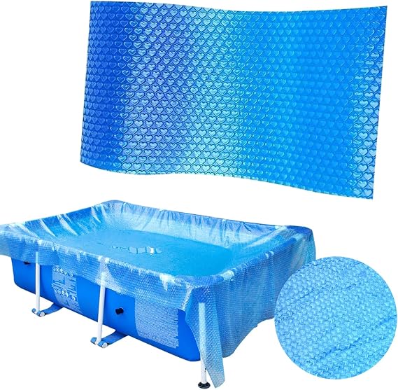 Rectangular Pool Cover, Protective Cover, Swimming Pool Solar Tarpaulins, Bubble Film, Pool Insulation Film, Thicker and Durable, Dust and Leaf Repellent, Can Be Cut to Size, Blue (260 * 170cm)