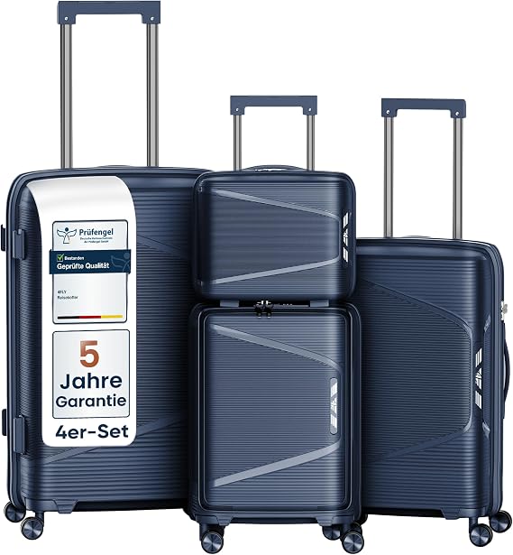 Lightweight Hard Shell Travel Suitcase & Suitcase Set - Trolley Suitcase with TSA Lock Double Wheels Aluminium Telescopic Handle & Double Zipper Beauty Case Carry-on & Checked Luggage