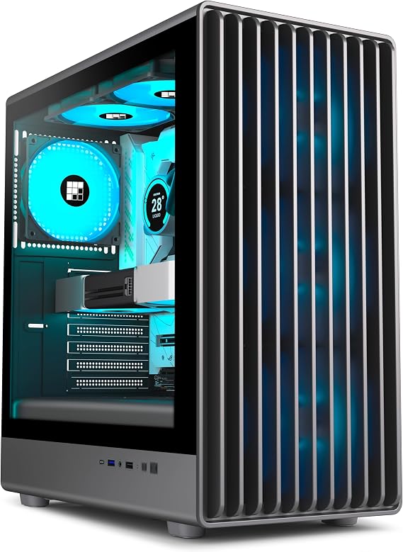 FOIFKIN K6 PC Case ATX with 6 PWM ARGB Fans(3X 140mm and 3X 120mm,Computer Case Mid-Tower,High Airflow,240mm Radiator Support,ATX Case Black,Gaming PC Case,Type-C(Black, K6)