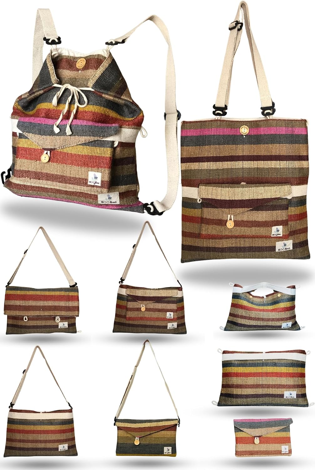 Multifunctional Bag Convertible Handmade Thick Canvas Unisex Practical Stylish Environmentally Friendly Double and Single Sided Models