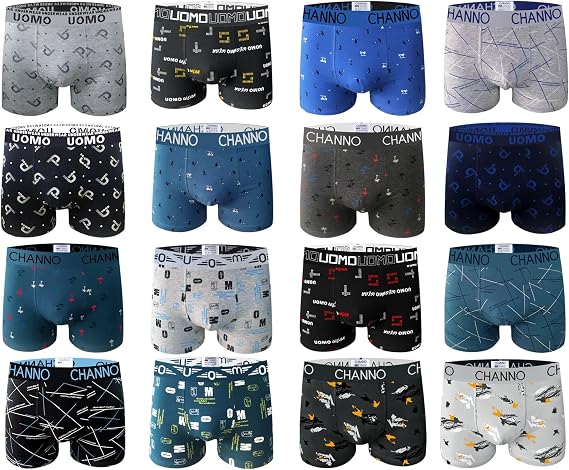 UOMO Collection 6 Pack Cotton Basic Solid Boxer Briefs Comfy Soft