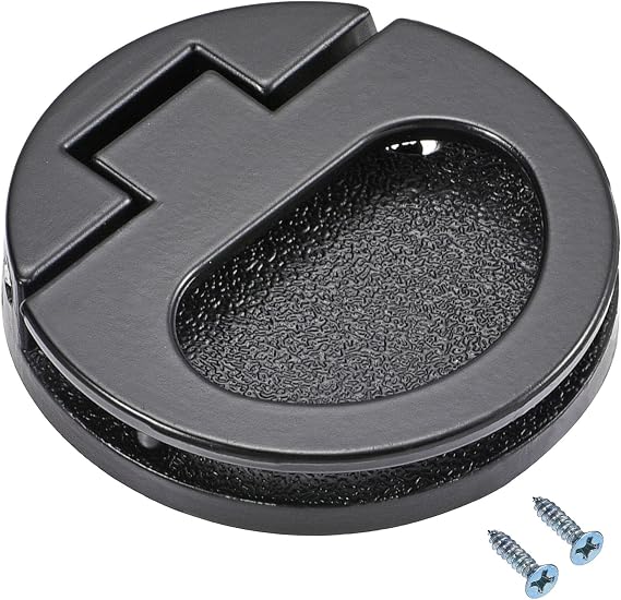 TOP-VIGOR Flush Pull Ring Handle, 43.5mm Round Recessed Door Handle, Hidden Plane Drawer Door Pull Ring with Screw - Black