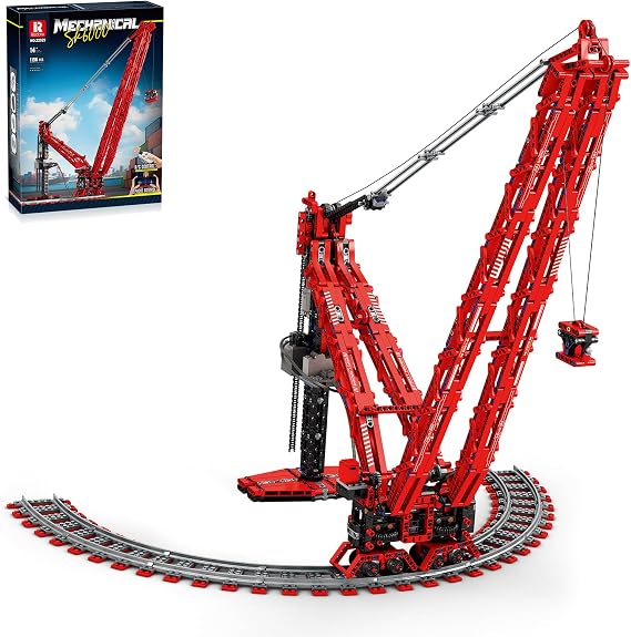 Reobrix RC Crane SK6000 Building Block Sets Adults, Remote Control Ring Rail Cranes Construction Toys, Technical Mechanical Functional Heavy Duty Toy Decor Display Model Kits 14+ (1196PCS)