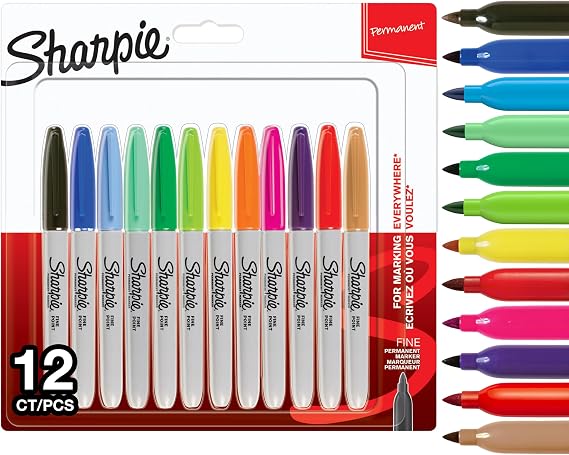 Sharpie Fine Permanent Markör, 12'li Karışık Paket