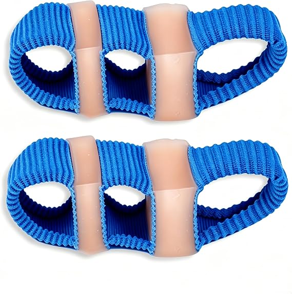 2 Pieces Three Hole Toe Separators, Overlapping Toe Separators, Toe Correction, Overlapping, Deformation and Spacing, for Men and Women, Blue