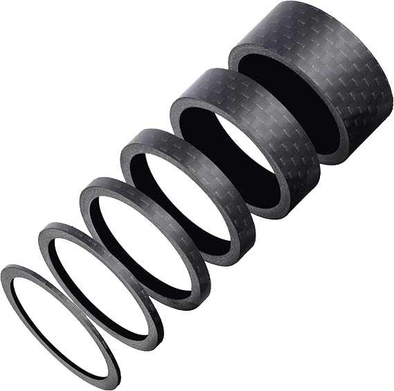 HONGECB Bike Headset Spacer, Bicycle Ahead Stem Spacer, Handlebar Stem Spacers, Bicycle Headset Spacer Spacers Made of Full Carbon, Road Bike Spacers, for Road Bikes/MTB, Pack of 6