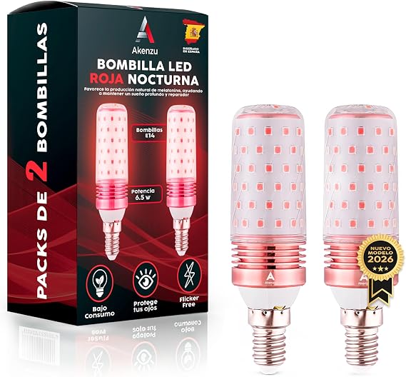 Pack of 2 Melatonin E14 Red Night Light Bulb | Red Light Bulb For Sleeping | Red Bulbs For Sleeping | Red Night Light | Melatonin Red Bulb | Melatonin Night Light | Melatonin Night Light [Energy Class A+++]