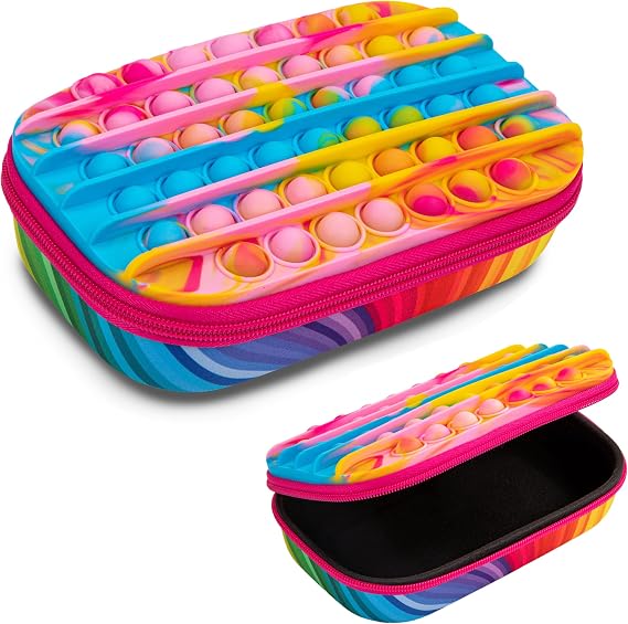 ZIPIT POP Pencil Case for Girls, Silicone Sensory Pencil Box, Rainbow