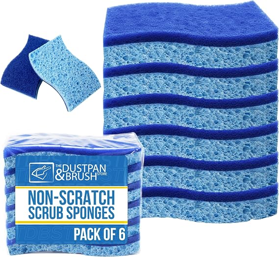 Dishwashing Sponge Scourers - Dual-Sided Cleaning Kitchen Sponge & Non Scratch Scourers - Sponges Washing Up For Dishwashing, Kitchen, Sink, Bathroom - Pack of 6