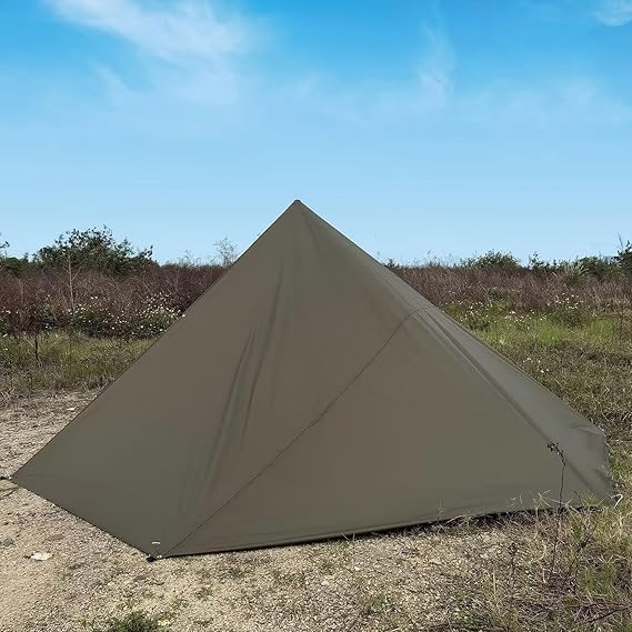 Camping Tarp Shelter 3x3m 3x4m 3x5m Lightweight Tent Tarpaulin Waterproof Tent Awning Canopy Basha Sunshade for Hiking Backpacking (Olive Green, 4x4m)