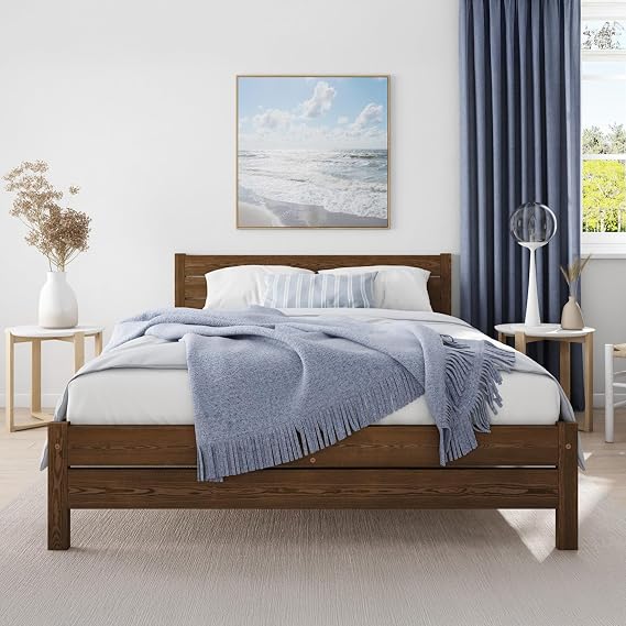 Double Bed Frame 4ft6, F3 Solid Wooden, Sturdy Slats, Easy Assembly,