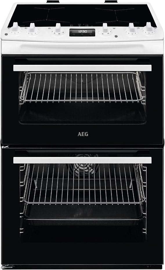AEG 6000 SurroundCook CIX6540ACW 60cm Double Oven Electric Cooker with Induction Hob - White - A Rated [Energy Class A]