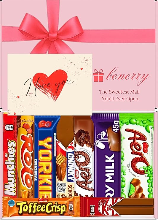 Benerry Chocolate Gift Box Hamper - 9 Treats Love Gift - Assorted Sweet Box of Chocolates