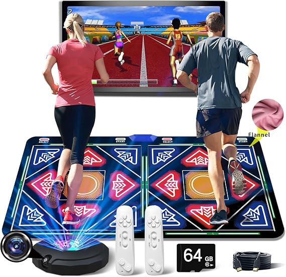 HDMI Musical Electronic Dance mat with a Camera, a 64G Large Memory Card, Including 1030 Games,650 Songs,81 Music Videos,for Single/Double Users, a Luxurious Gift for Boys and Girls