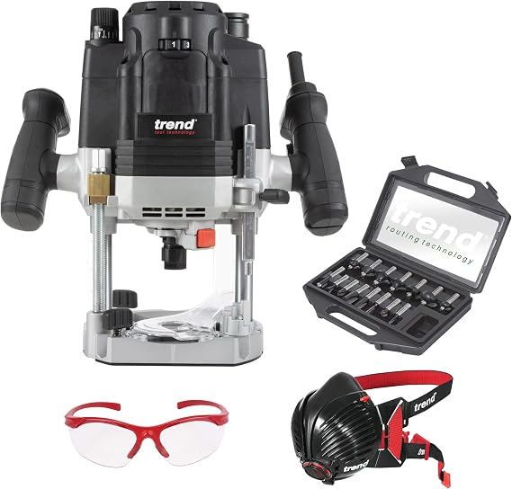 Trend T8 Routing Starter Set, 2200W Plunge Router & 15-Piece Cutter Set