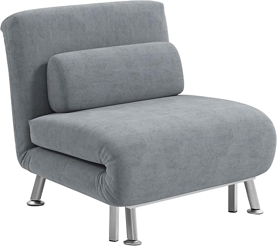 HOMCOM Single Chair Bed, 3-in-1 Velvet Folding Sleeper Chair, Grey