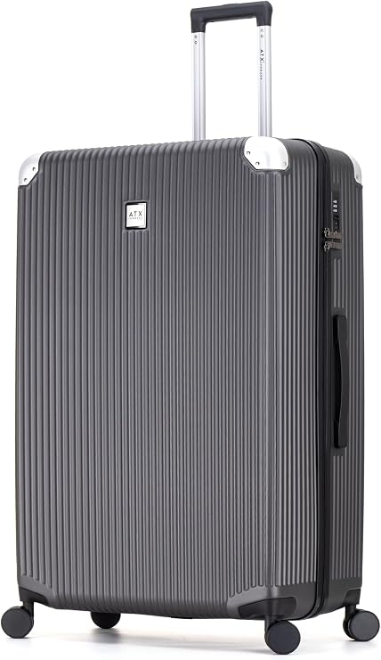 ATX Luggage Extra Large Suitcase Super Lightweight Durable ABS Hard Shell Suitcase with 4 Dual Spinner Wheels and Built-in TSA Lock (Gun Metal Grey, 32-Inch, 32-Inch, 132 Liter)