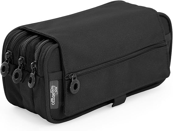 office box Triple Pencil Case The Orginal - Pencil Holder with Zip, Multiple Pockets, Schedule and ID and Strap to Carry in Your Trolley by Colorline