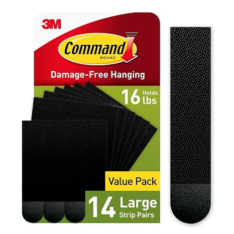 Command コマンド 大きな額用 吊り下げストリップ 超強力 ブラック 最大重量16ポンド 14組 開けやすいパッケージ