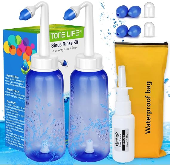 2PCS Neti Pot -|2 Bottle + 4 Nozzle| + Nasal Spray（Bottle Only） - 300ml 10oz Neti Pot Sinus Rinse - Sinus Rinse Kit - Nose Cleaner & Sinus Irrigation - Nasal Sprayer Blocked Nose