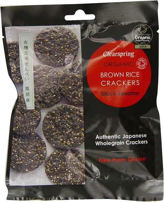 Clearspring Organic Japanese Black Sesame Brown Rice Crackers 40 g (PK OF 2)