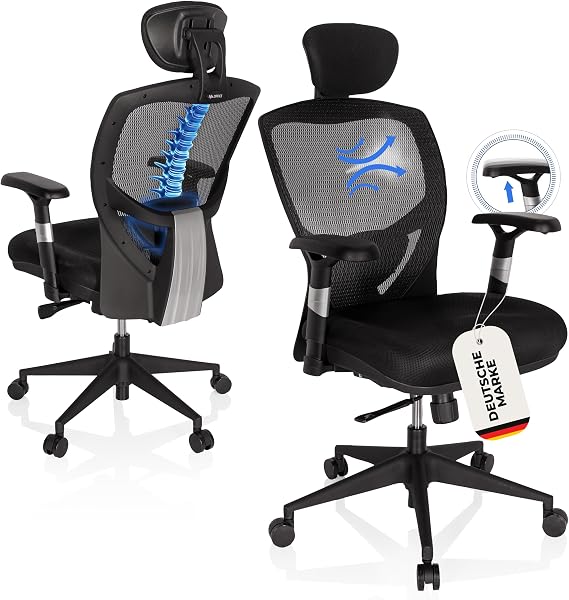 hjh OFFICE VENUS BASE Black Fabric Seat/Mesh Backrest Office/Executive Chair